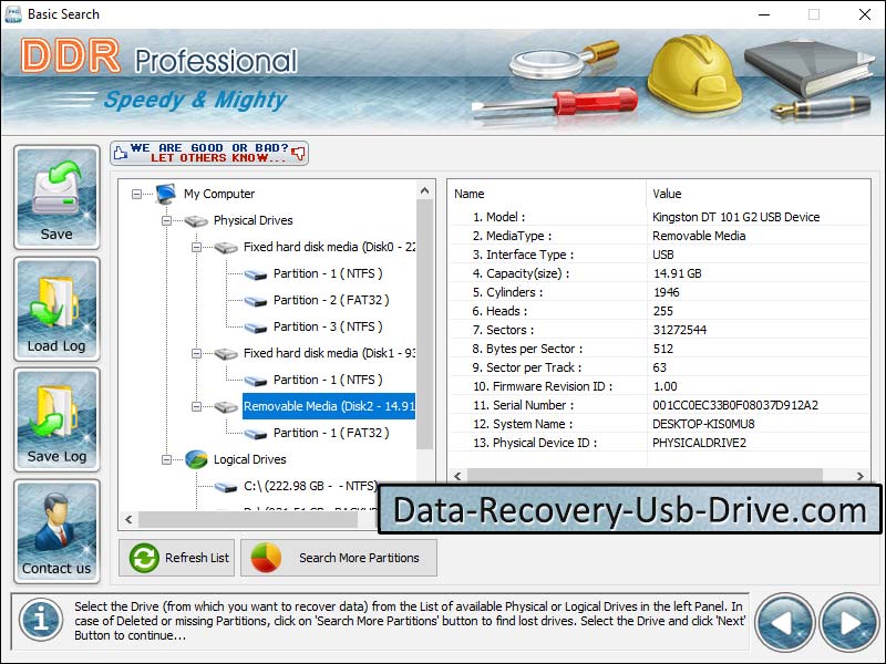 Screenshot of Data Recovery USB Drive