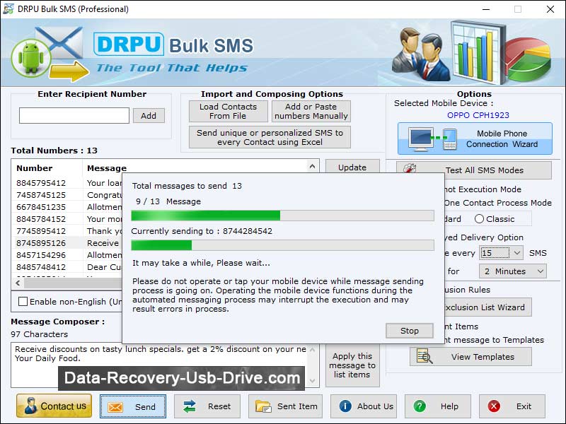 Screenshot of Bulk SMS Software Ex