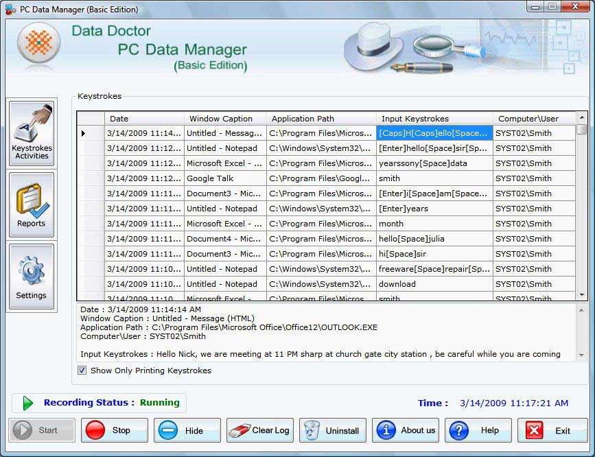 Screenshot of Yahoo Messenger Keylogger 5.0.1.5