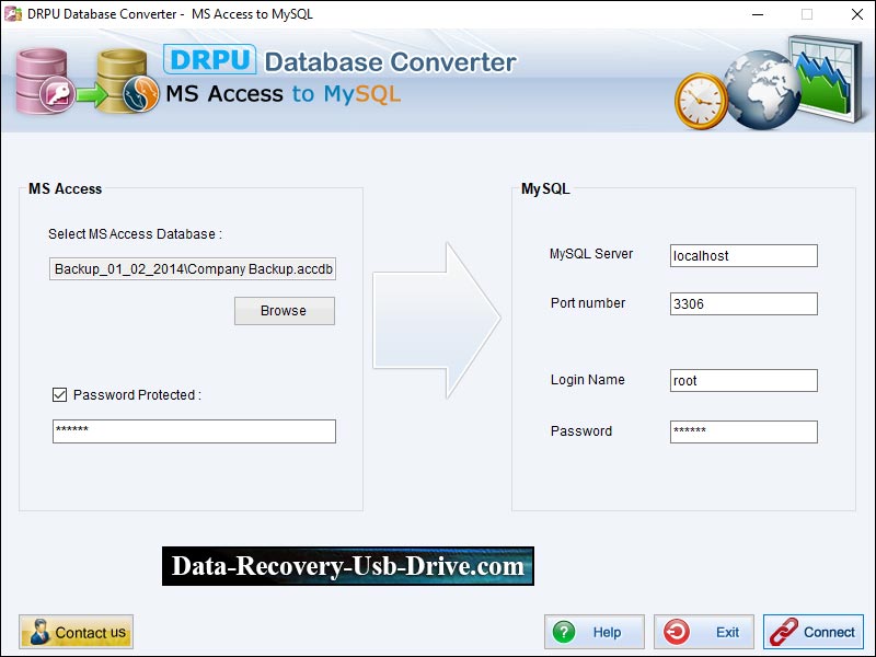 Database migrator utility convert selected MS Access database into MySQL format