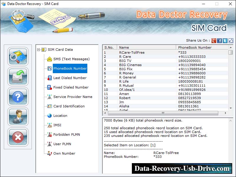 Screenshot of Sim Card Files Rescue Tool