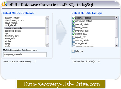 MSSQL zum MySQL Datenbankkonverter Screenshot