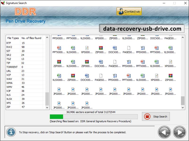 Screenshot of USB Drive File Recovery