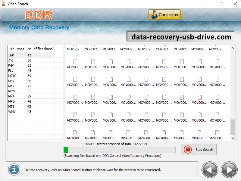 Screenshot of Memory Card Data Restore Software