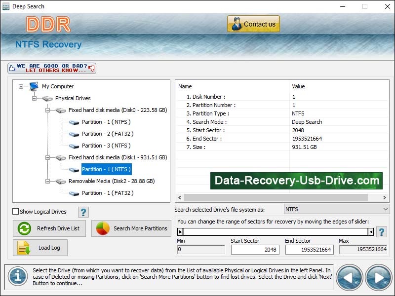 Screenshot of NTFS Recovery 4.0.1.2