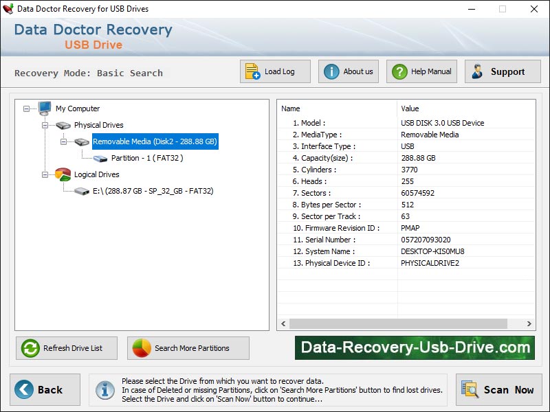 Screenshot of Data Recovery USB Drive Software