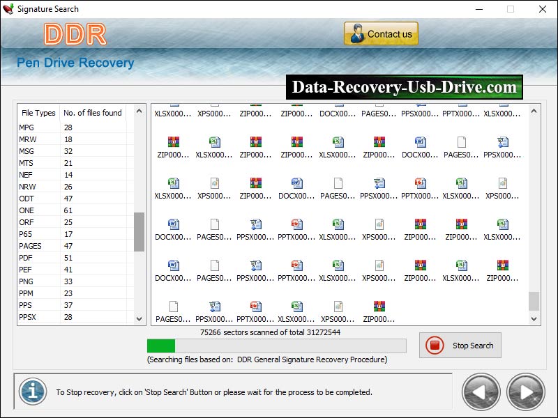 Screenshot of USB Drive Data Recovery