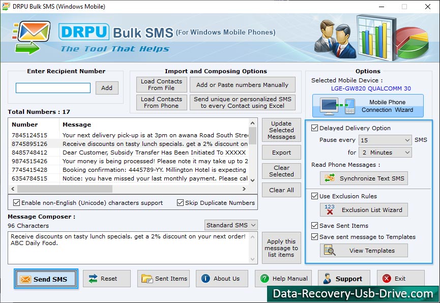 Bulk SMS Software for Windows Phones