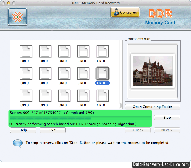 Searching step screenshot for Mac memory card data recovery software