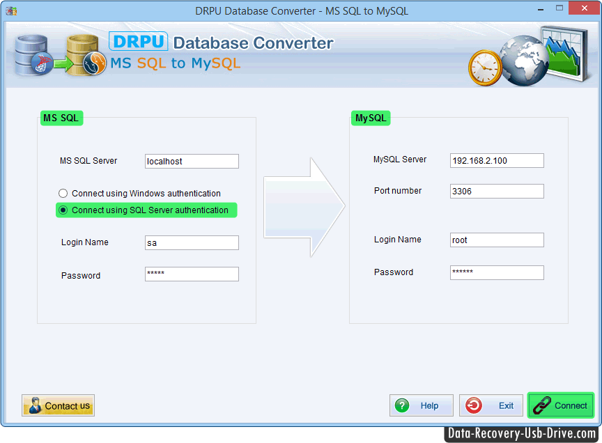  MSSQL ao conversor da base de dados de MySQL 