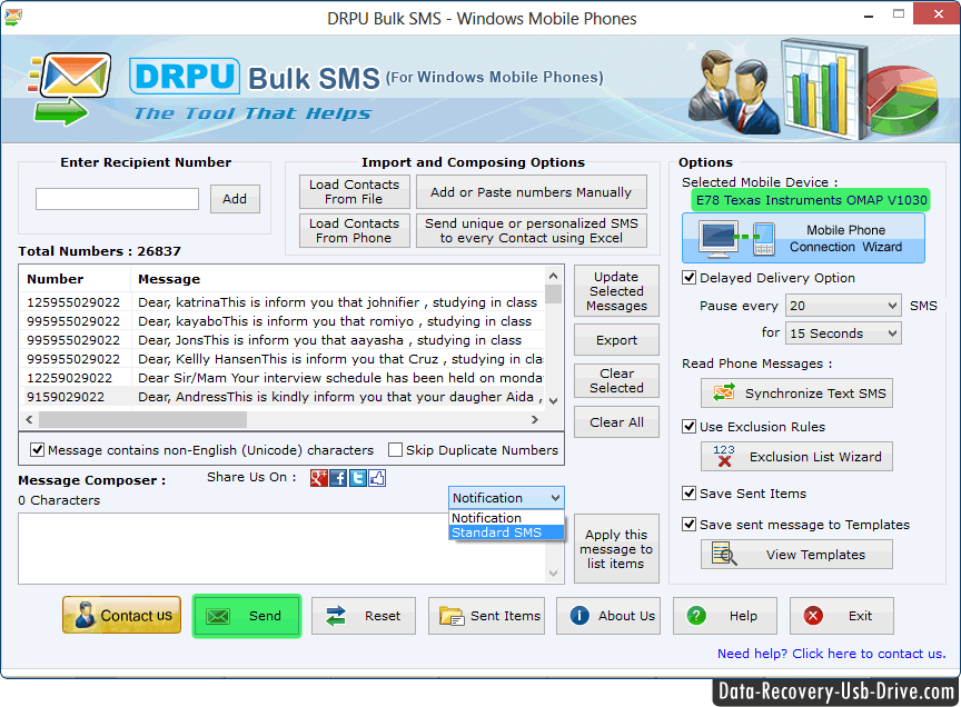 Bulk SMS - de Mobiele software van het tekstoverseinen